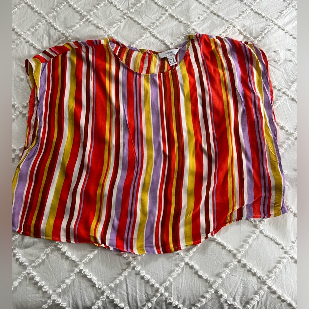 Forever 21 Multi-Stripe Women’s Cropped Blouse